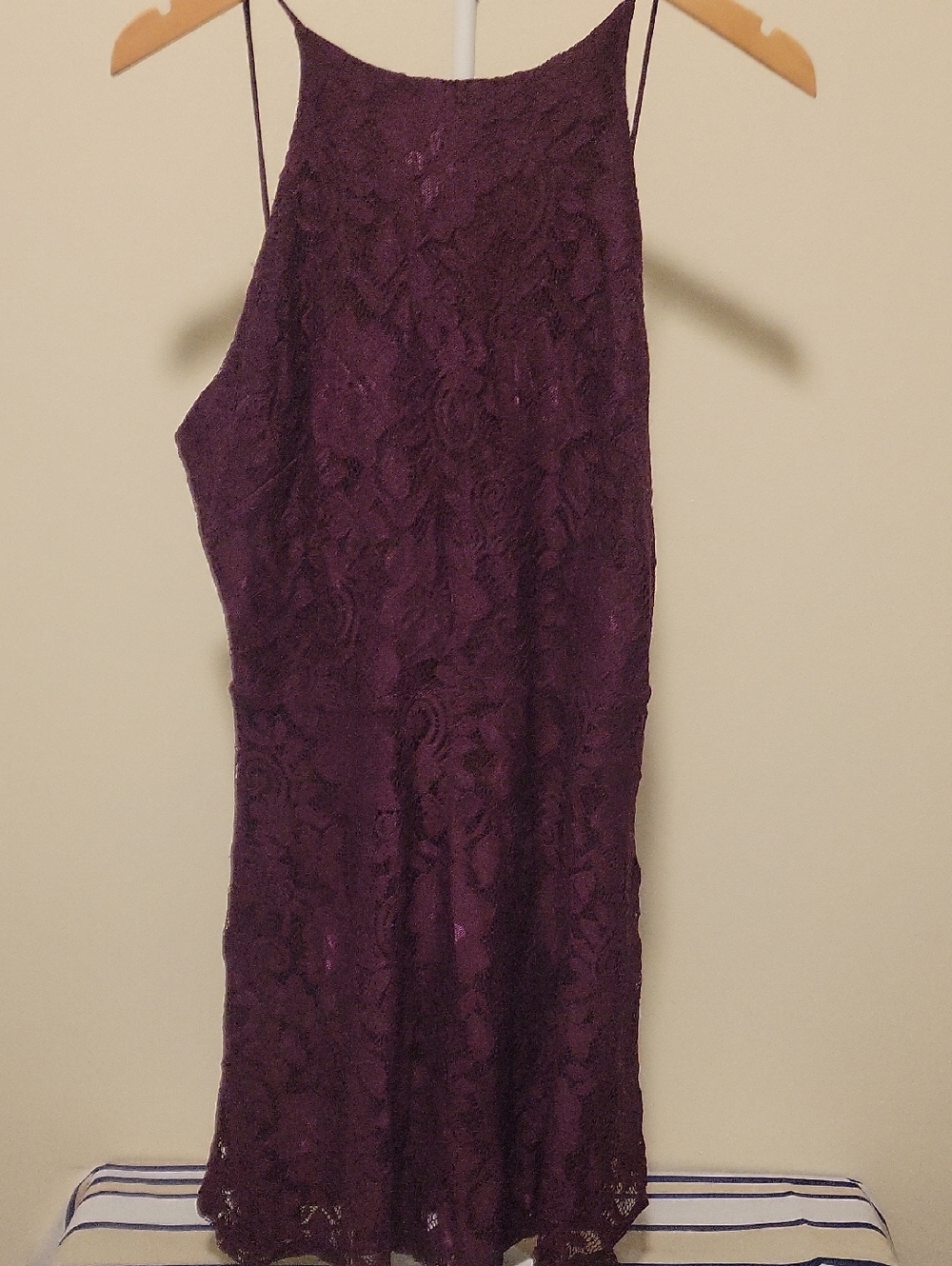 Burgundy Lace Spaghetti Strap Dress